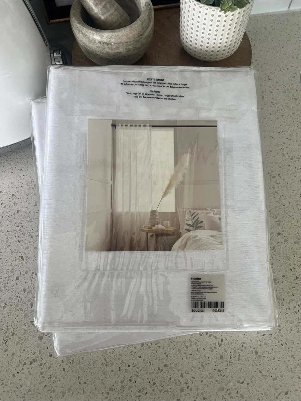 White Sheer Rod Pocket Curtain Panel - Set of 2 - Picture 2 of 2